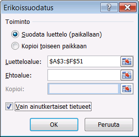 Kyselyt, raportit ja poiminta Excel -ohjelmassa on useita tapoja suorittaa tietokannasta kyselyjä ja laatia raportteja. Nopeita kyselyjä voit toteuttaa Pikasuodata-toiminnolla (sivu 107).