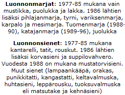 Luonnonmarjojen ja sienten poimintatulot