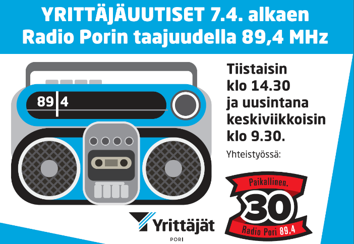Radio Porissa Porin Yrittäjien oma ohjelmasarja jäsenyrittäjistä (16 eri toimialan yrittäjän tarinat yrittäjyydestä).