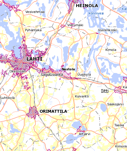 1:20 000 2010 YKJ SHP Asemakaavoitettu