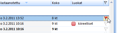 Microsoft Outlook 2010 23/31 Viestin raahaaminen siirtymisruudun painikkeiden päälle luo uuden kohteen eikä viesti poistu/siirry alkuperäisestä kansiosta.