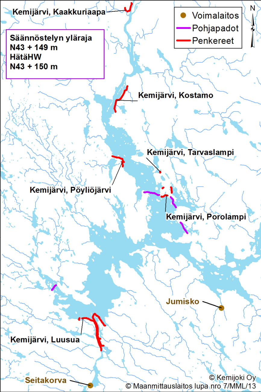 KEMIJÄRVEN SÄÄNNÖSTELYTILAVUUDEN KASVATTAMINEN Tulvavesien varastointi Kemijärveen poikkeuksellisessa tulvatilanteessa Kemijärven yläraja säilyy