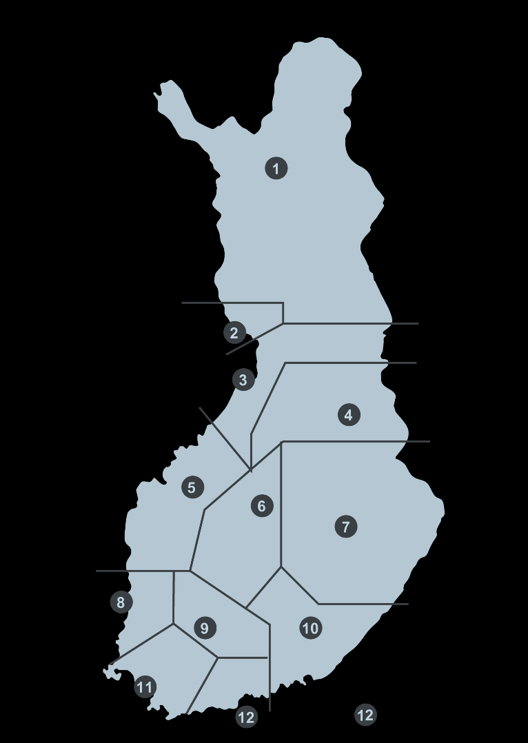 Alueellisen voimansiirtoverkon suunnittelu 1. Lappi 2. Meri-Lappi 3. Oulu 4. Kainuu 5. Pohjanmaa 6. Keski-Suomi 7. Savo-Karjala 8. Porin ja Rauman seutu 9. Häme 10. Kaakkois-Suomi 11.