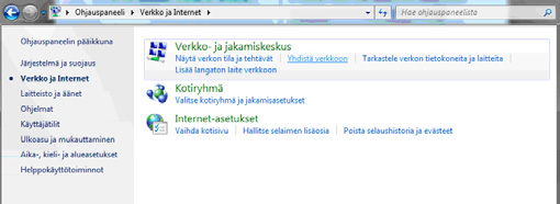 Klikataan listalta oman verkon nimeä, klikkaa Yhdistä. 1. Käynnistä Ohjauspaneeli valitsemalla Käynnistä ->Ohjauspaneeli. 5.