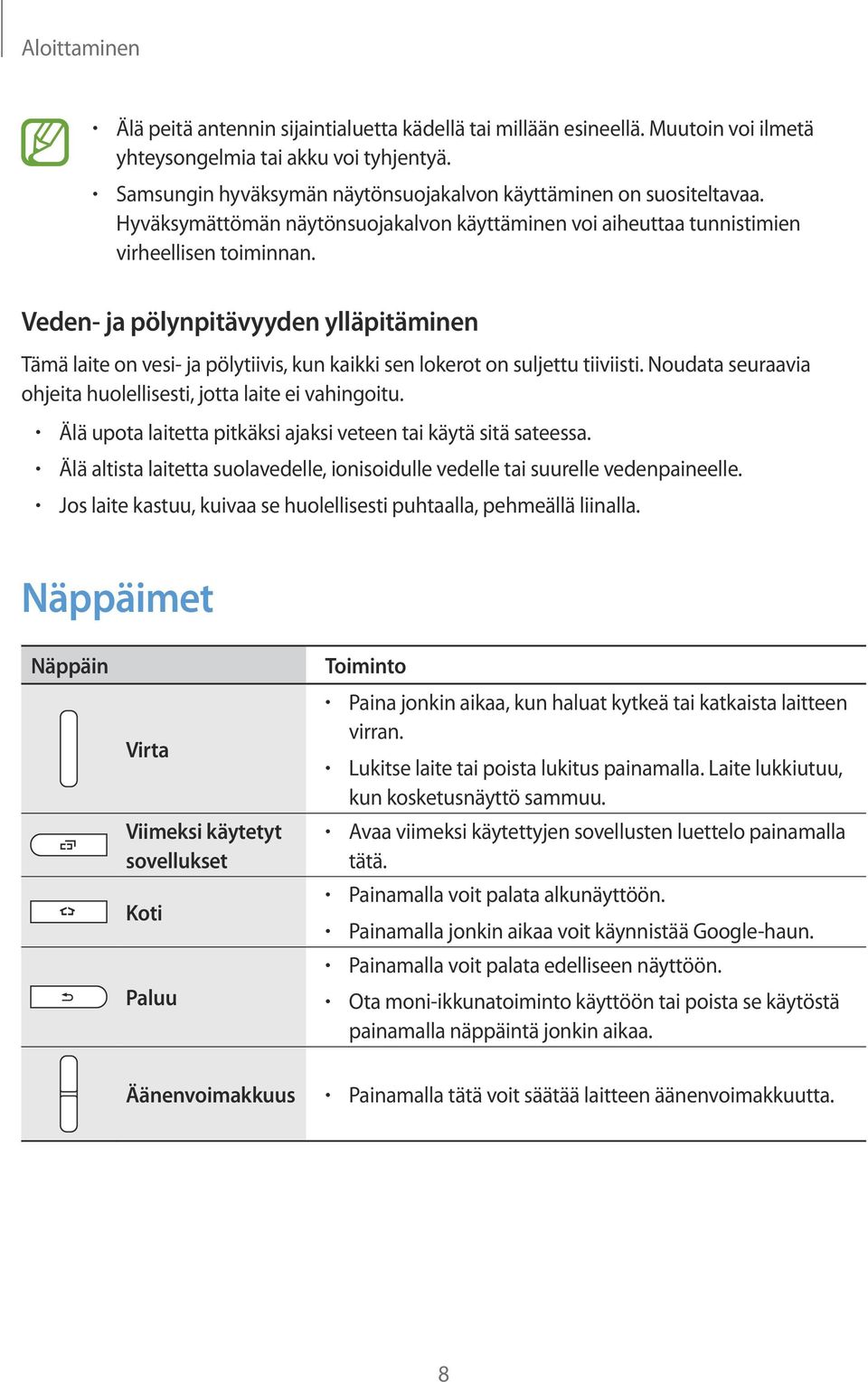 Veden- ja pölynpitävyyden ylläpitäminen Tämä laite on vesi- ja pölytiivis, kun kaikki sen lokerot on suljettu tiiviisti. Noudata seuraavia ohjeita huolellisesti, jotta laite ei vahingoitu.