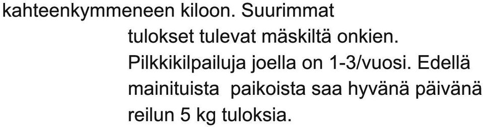 Pilkkikilpailuja joella on 1-3/vuosi.