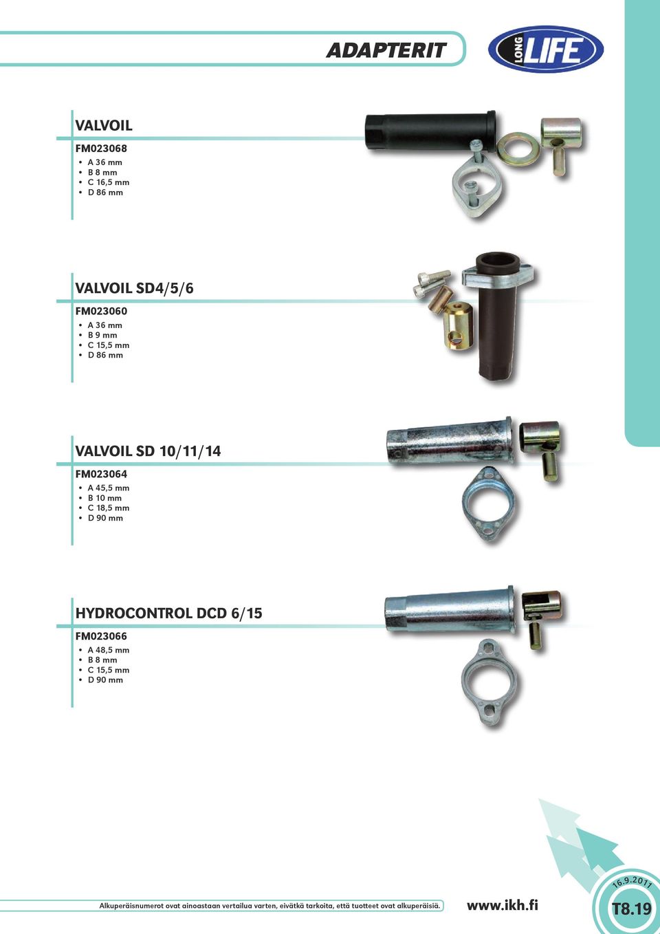 SD 0//4 FM02064 A 45,5 mm B 0 mm C 8,5 mm D 90 mm HYDROCONTROL