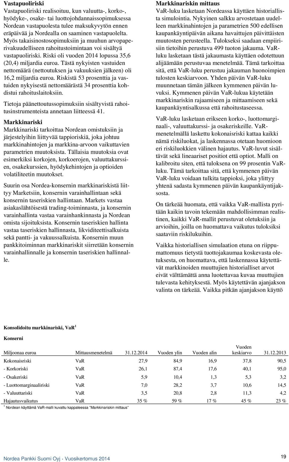 Tästä nykyisten vastuiden nettomäärä (nettoutuksen ja vakuuksien jälkeen) oli 16,2 miljardia euroa.