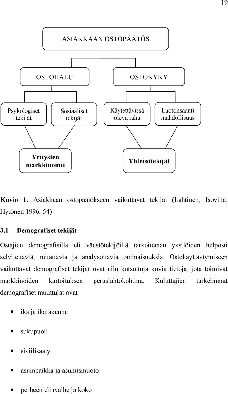 1 Demografiset tekijät Ostajien demografisilla eli väestötekijöillä tarkoitetaan yksilöiden helposti selvitettäviä, mitattavia ja analysoitavia ominaisuuksia.