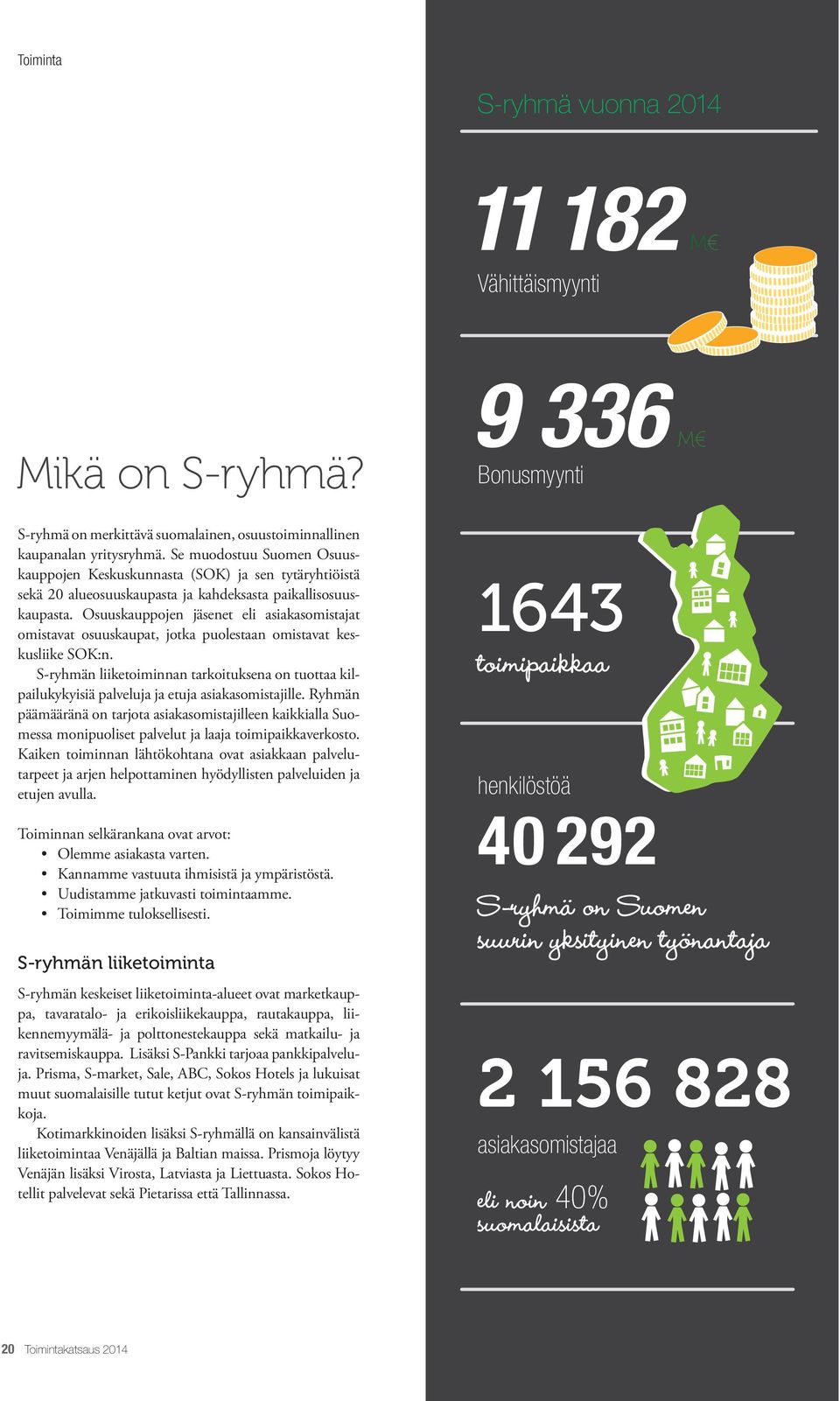 Osuuskauppojen jäsenet eli asiakasomistajat omistavat osuuskaupat, jotka puolestaan omistavat keskusliike SOK:n.