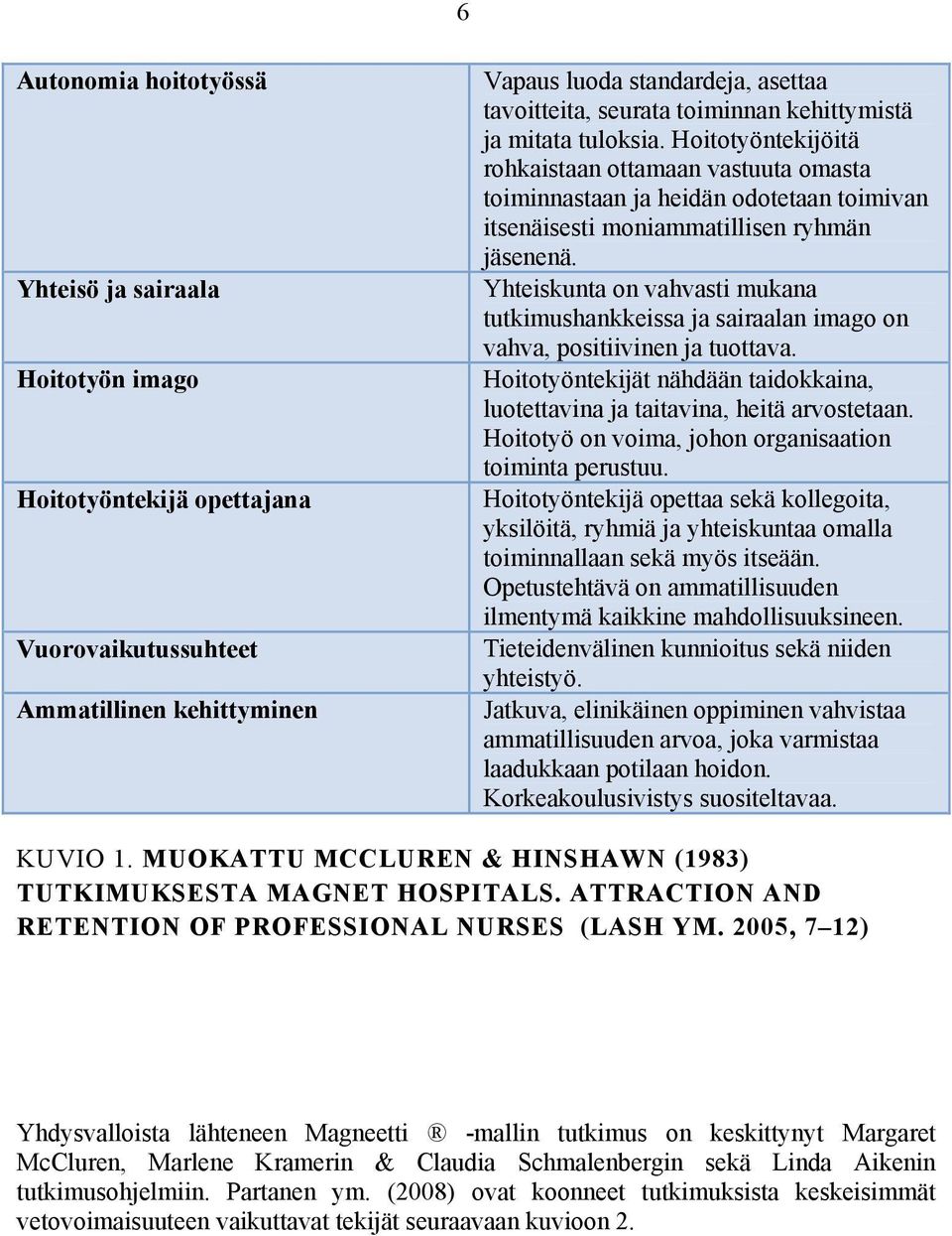 Yhteiskunta on vahvasti mukana tutkimushankkeissa ja sairaalan imago on vahva, positiivinen ja tuottava. Hoitotyöntekijät nähdään taidokkaina, luotettavina ja taitavina, heitä arvostetaan.