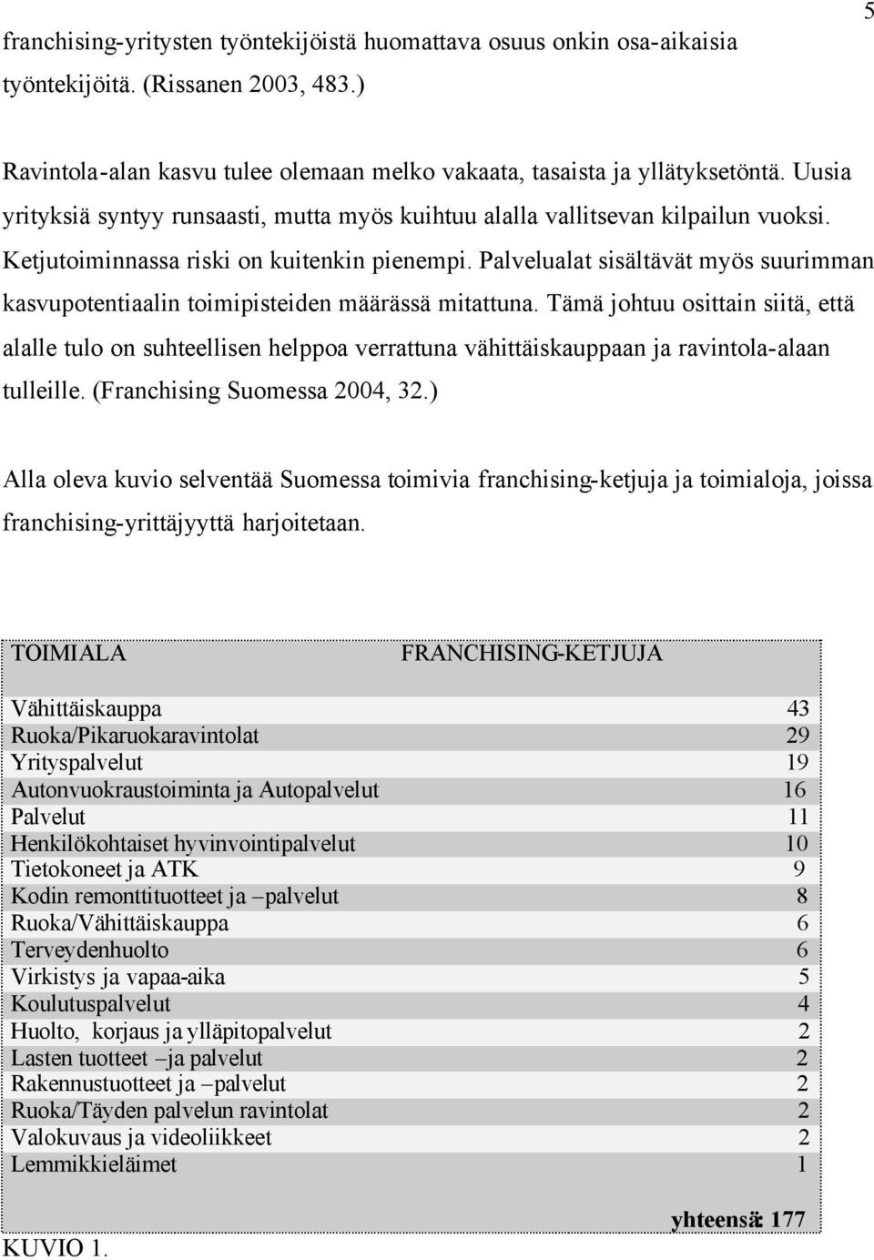 Palvelualat sisältävät myös suurimman kasvupotentiaalin toimipisteiden määrässä mitattuna.