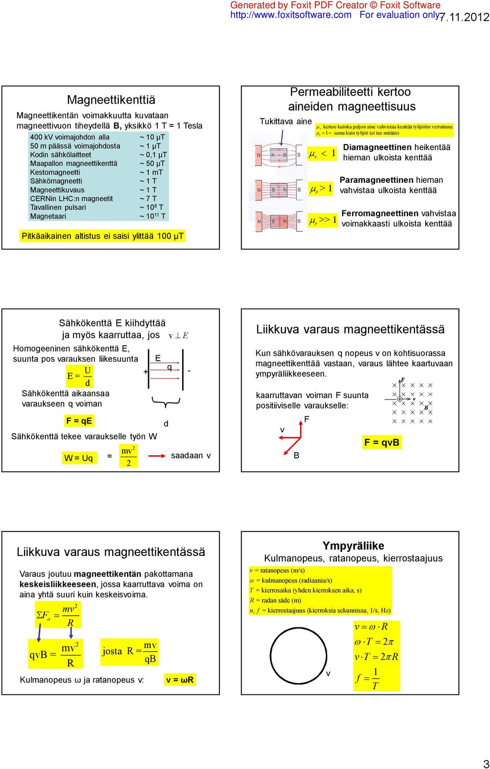 magneettikenttä ~ 5 μt Kestomagneetti ~ mt Sähkömagneetti ~ T Magneettikuvaus ~ T ENin LH:n magneetit ~ 7 T Tavallinen pulsari ~ 8 T Magnetaari ~ T Pitkäaikainen altistus ei saisi ylittää μt