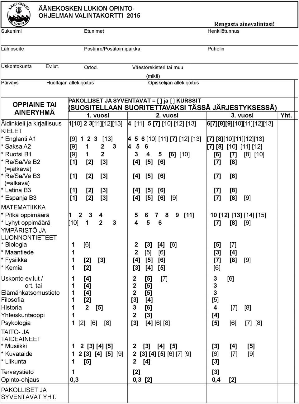 JÄRJESTYKSESSÄ) 1. vuosi 2. vuosi 3. vuosi Yht.
