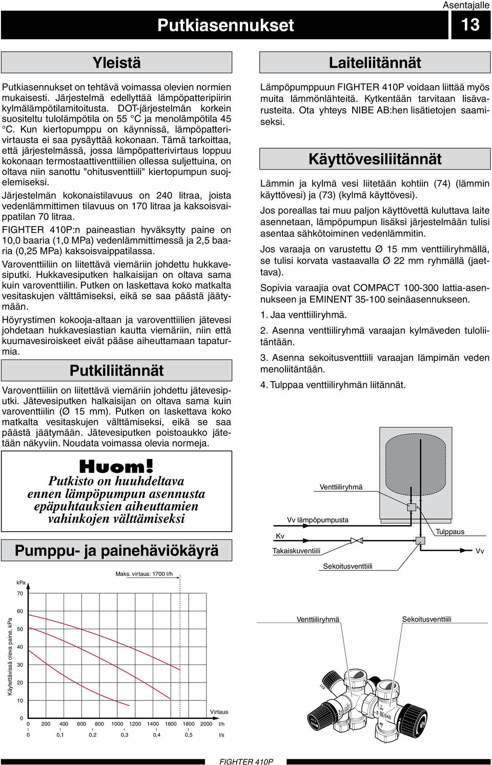 Kun kiertopumppu on käynnissä, lämpöpatterivirtausta ei saa pysäyttää kokonaan.