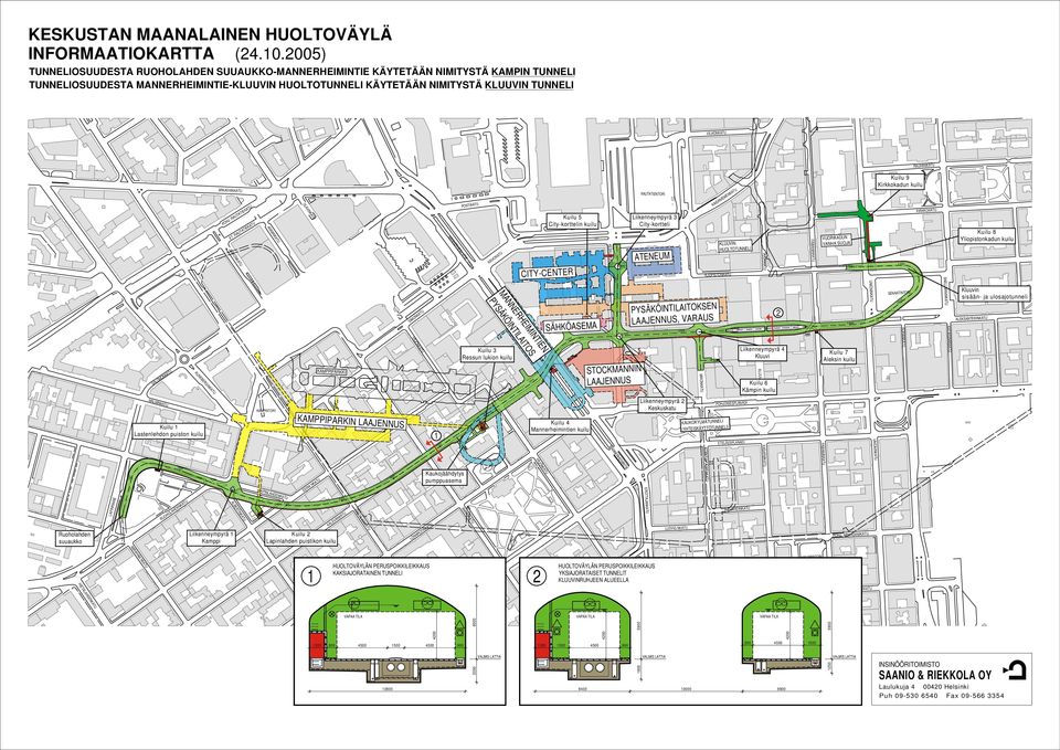 RAUTATIEKATU JAAKONKATU ANNANKATU OLAVINKATU MANNERHEIM NTIE POSTIKATU SIMONKATU KAIVOKATU Kuilu 5 City-korttelin kuilu CITY-CENTER SÄHKÖASEMA KESKUSKATU 1100 RAUTATIENTORI Liikenneympyrä 3