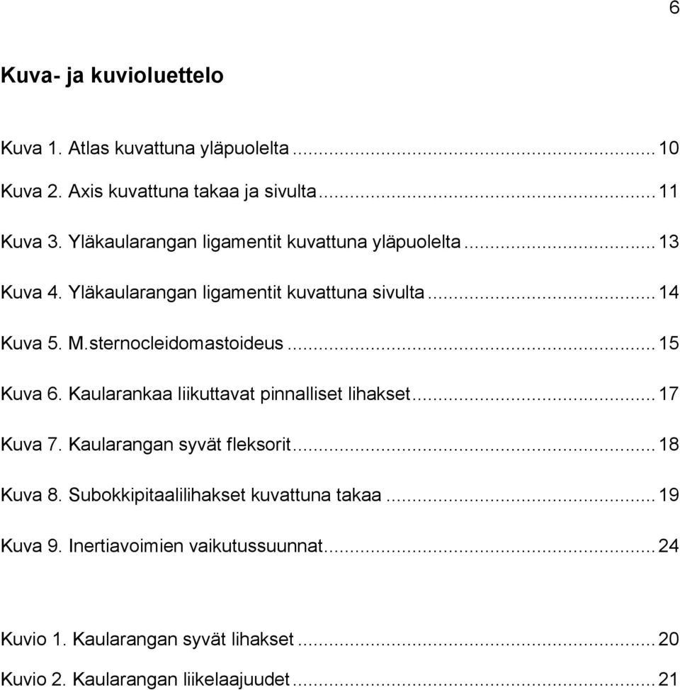 sternocleidomastoideus... 15 Kuva 6. Kaularankaa liikuttavat pinnalliset lihakset... 17 Kuva 7. Kaularangan syvät fleksorit... 18 Kuva 8.