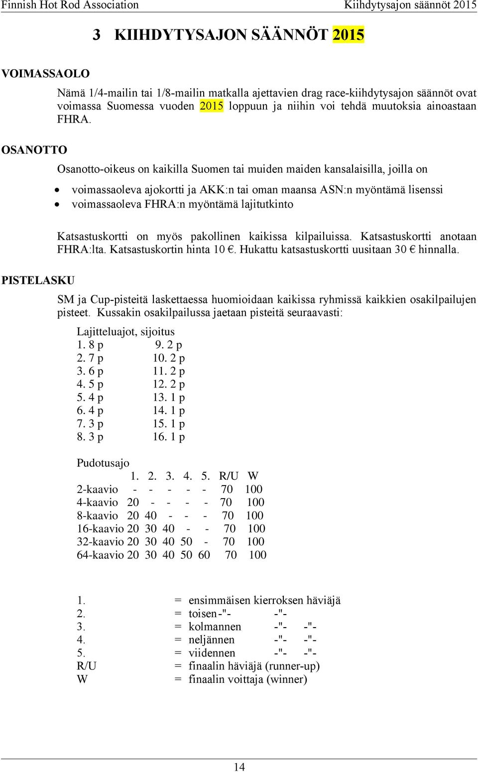 OSANOTTO Osanotto-oikeus on kaikilla Suomen tai muiden maiden kansalaisilla, joilla on voimassaoleva ajokortti ja AKK:n tai oman maansa ASN:n myöntämä lisenssi voimassaoleva FHRA:n myöntämä