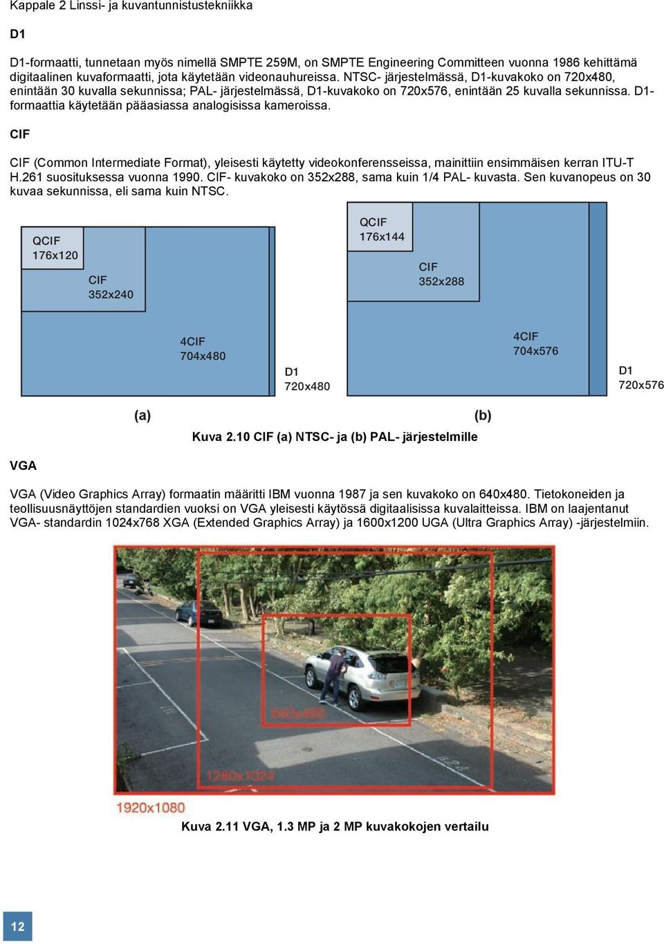 D1- formaattia käytetään pääasiassa analogisissa kameroissa. CIF CIF (Common Intermediate Format), yleisesti käytetty videokonferensseissa, mainittiin ensimmäisen kerran ITU-T H.