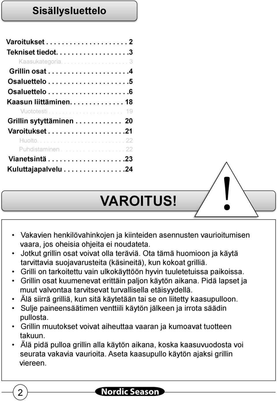 ................. 22 Vianetsintä....................23 Kuluttajapalvelu................24 VAROITUS!