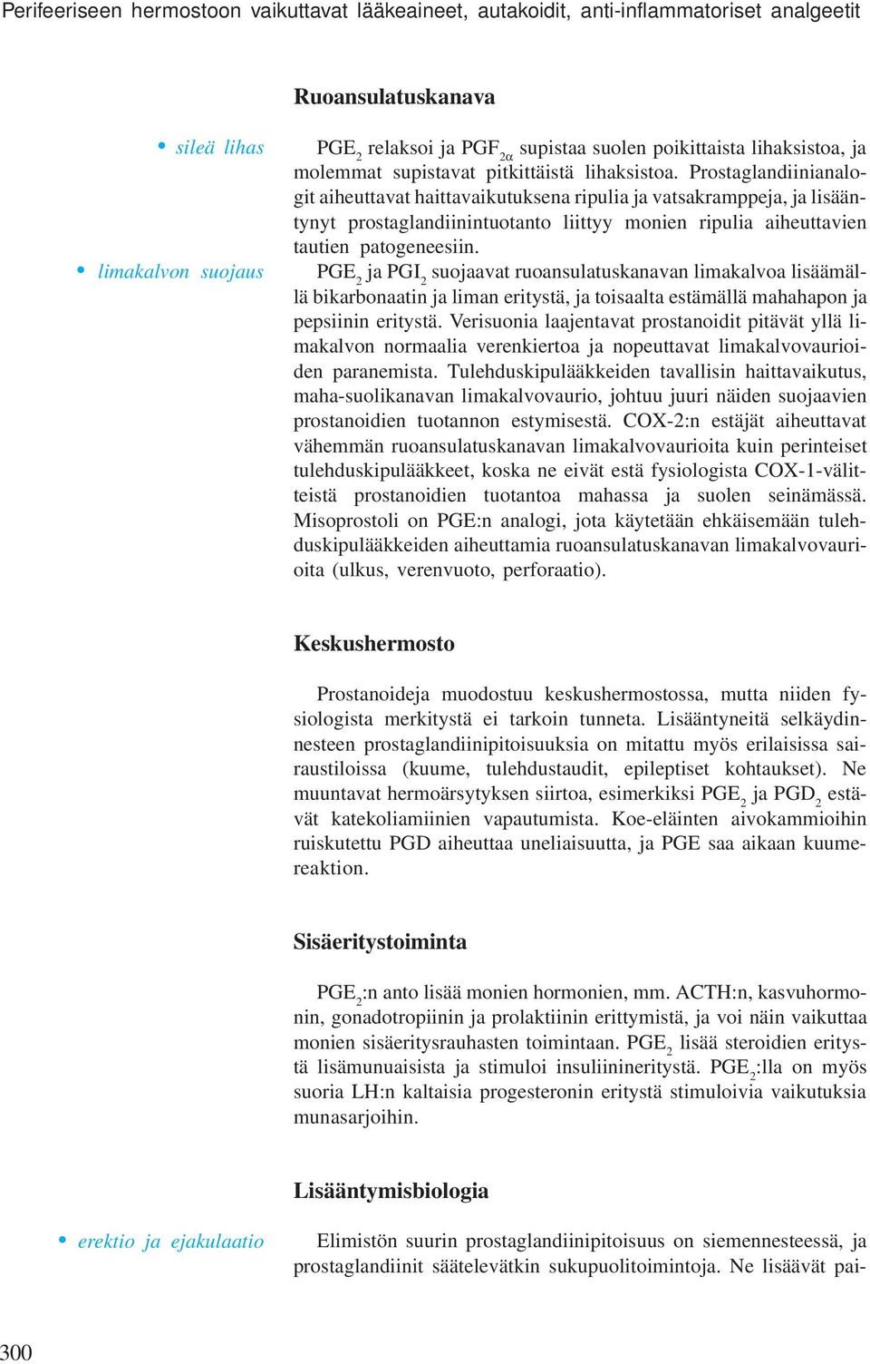 Prostaglandiinianalogit aiheuttavat haittavaikutuksena ripulia ja vatsakramppeja, ja lisääntynyt prostaglandiinintuotanto liittyy monien ripulia aiheuttavien tautien patogeneesiin.