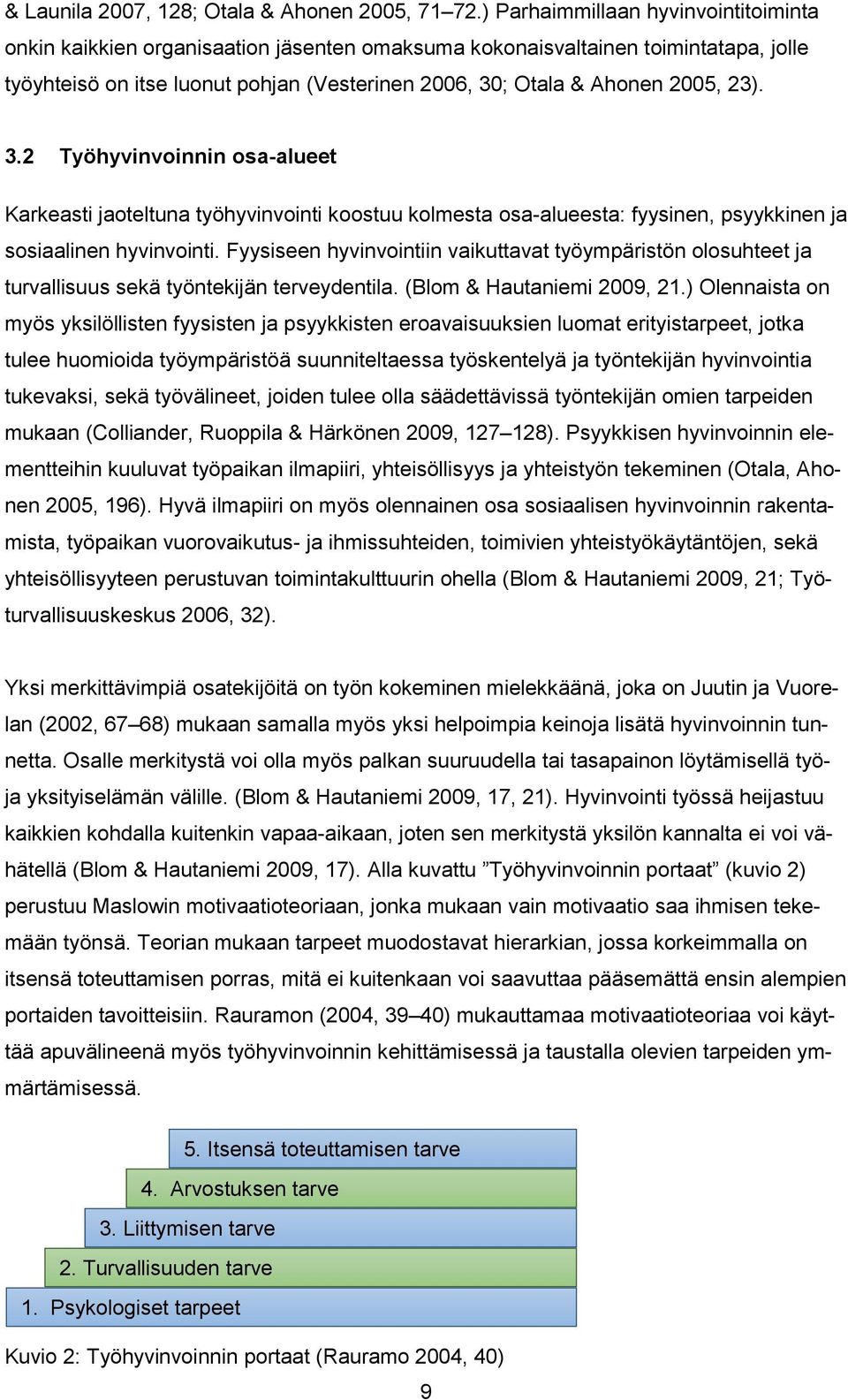 23). 3.2 Työhyvinvoinnin osa-alueet Karkeasti jaoteltuna työhyvinvointi koostuu kolmesta osa-alueesta: fyysinen, psyykkinen ja sosiaalinen hyvinvointi.