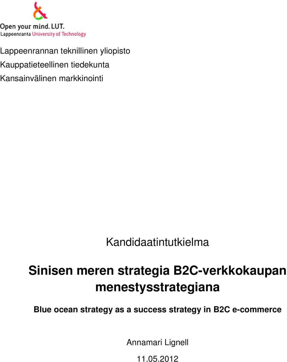 strategia B2C-verkkokaupan menestysstrategiana Blue ocean