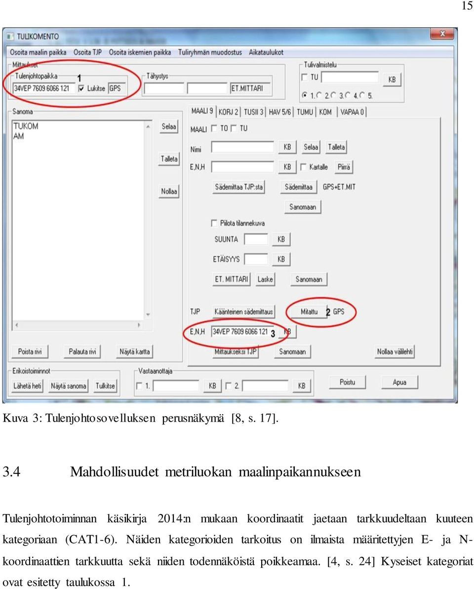 4 Mahdollisuudet metriluokan maalinpaikannukseen Tulenjohtotoiminnan käsikirja 2014:n mukaan