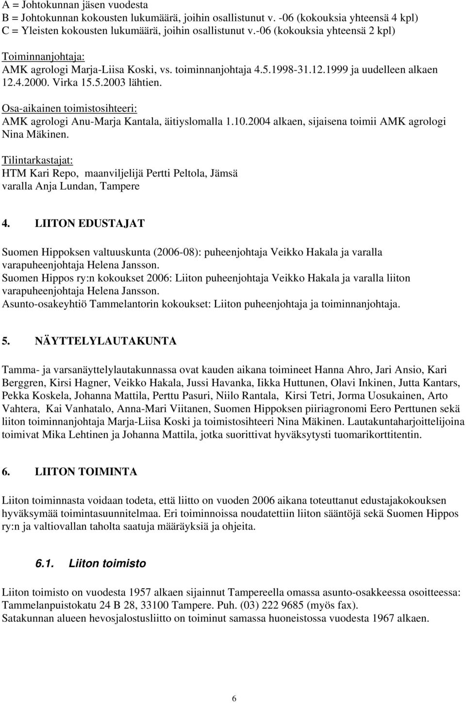 Osa-aikainen toimistosihteeri: AMK agrologi Anu-Marja Kantala, äitiyslomalla 1.10.2004 alkaen, sijaisena toimii AMK agrologi Nina Mäkinen.