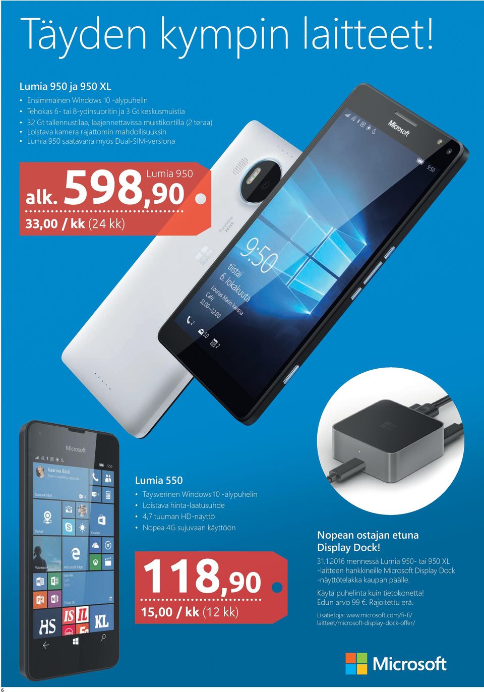 rajattomin mahdollisuuksin Lumia 950 saatavana myös Dual-SIM-versiona alk.