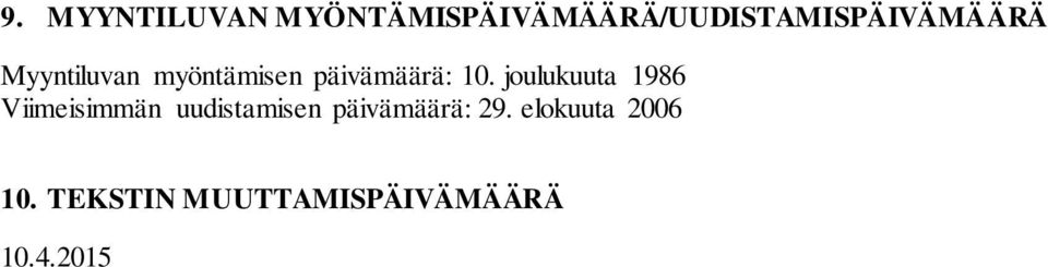 myöntämisen päivämäärä: 10.