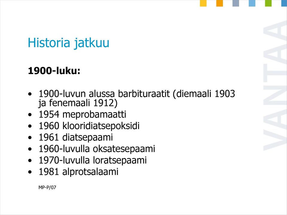 klooridiatsepoksidi 1961 diatsepaami 1960-luvulla