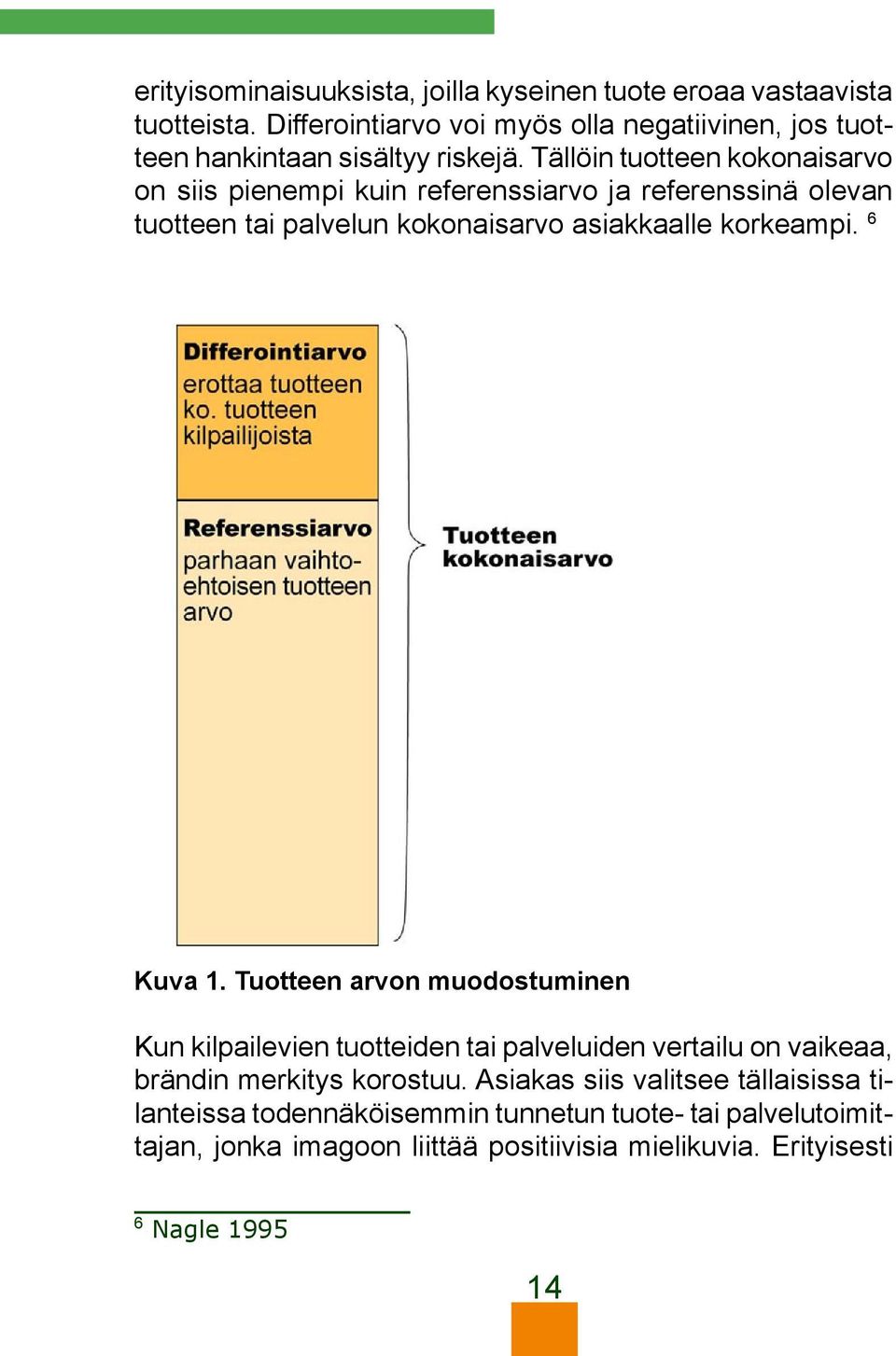 Tällöin tuotteen kokonaisarvo on siis pienempi kuin referenssiarvo ja referenssinä olevan tuotteen tai palvelun kokonaisarvo asiakkaalle korkeampi.