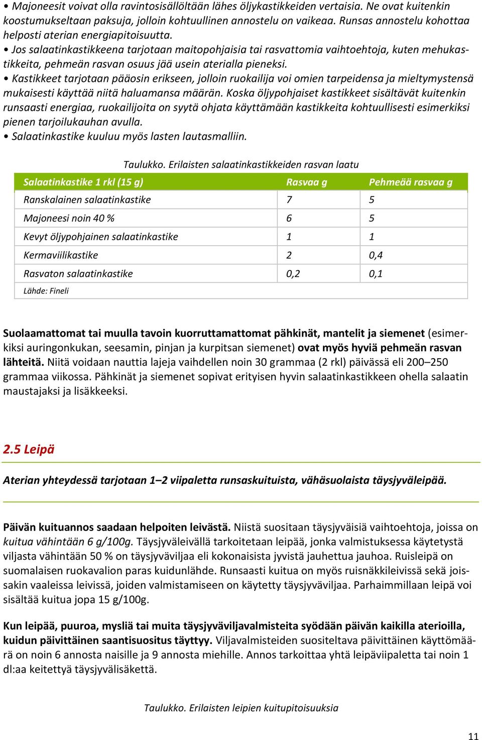Jos salaatinkastikkeena tarjotaan maitopohjaisia tai rasvattomia vaihtoehtoja, kuten mehukastikkeita, pehmeän rasvan osuus jää usein aterialla pieneksi.