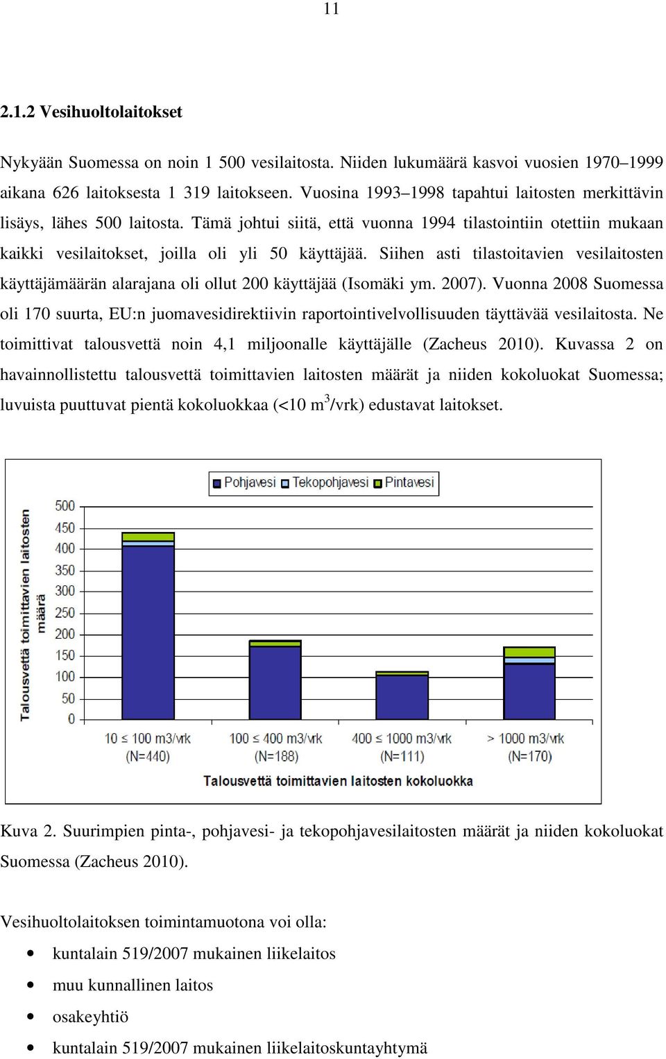 Siihen asti tilastoitavien vesilaitosten käyttäjämäärän alarajana oli ollut 200 käyttäjää (Isomäki ym. 2007).