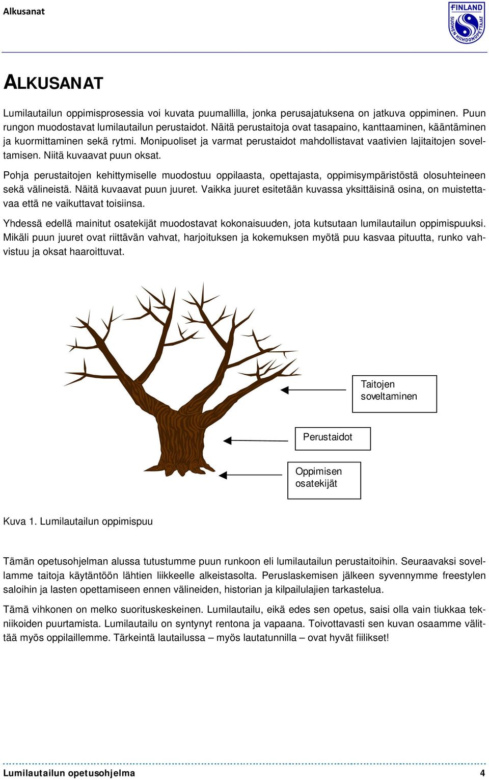 Niitä kuvaavat puun oksat. Pohja perustaitojen kehittymiselle muodostuu oppilaasta, opettajasta, oppimisympäristöstä olosuhteineen sekä välineistä. Näitä kuvaavat puun juuret.