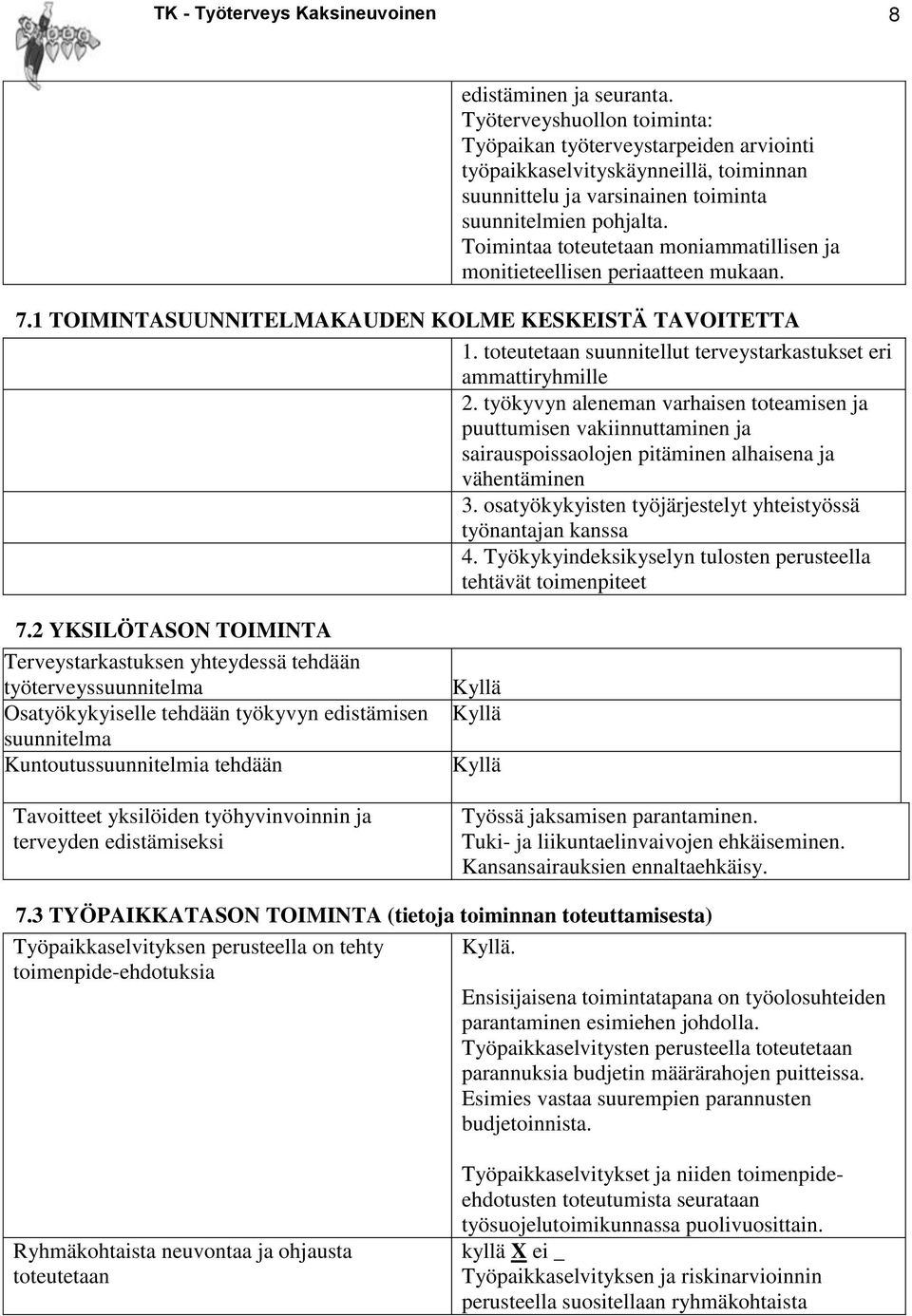 Toimintaa toteutetaan moniammatillisen ja monitieteellisen periaatteen mukaan. 7.1 TOIMINTASUUNNITELMAKAUDEN KOLME KESKEISTÄ TAVOITETTA 1.