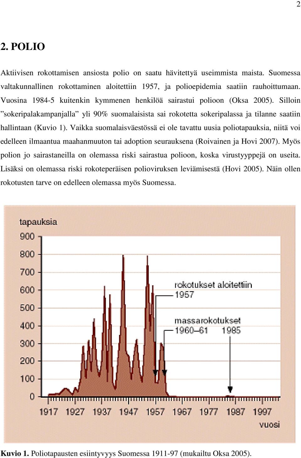 Vaikka suomalaisväestössä ei ole tavattu uusia poliotapauksia, niitä voi edelleen ilmaantua maahanmuuton tai adoption seurauksena (Roivainen ja Hovi 2007).