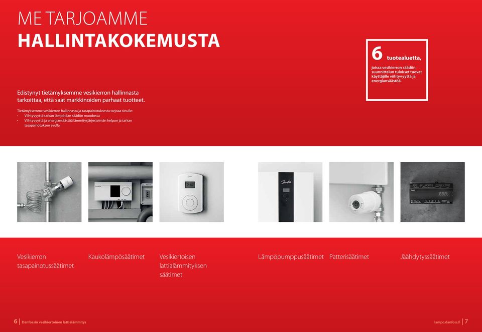 Tietämyksemme vesikierron hallinnasta ja tasapainotuksesta tarjoaa sinulle: Viihtyvyyttä tarkan lämpötilan säädön muodossa Viihtyvyyttä ja energiansäästöä