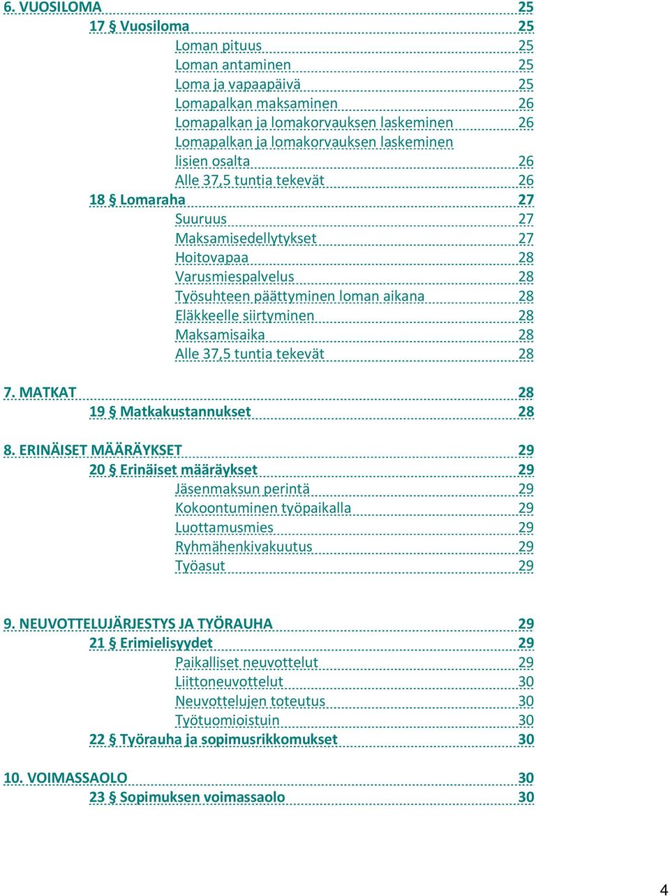 Maksamisaika 28 Alle 37,5 tuntia tekevät 28 7. MATKAT 28 19 Matkakustannukset 28 8.