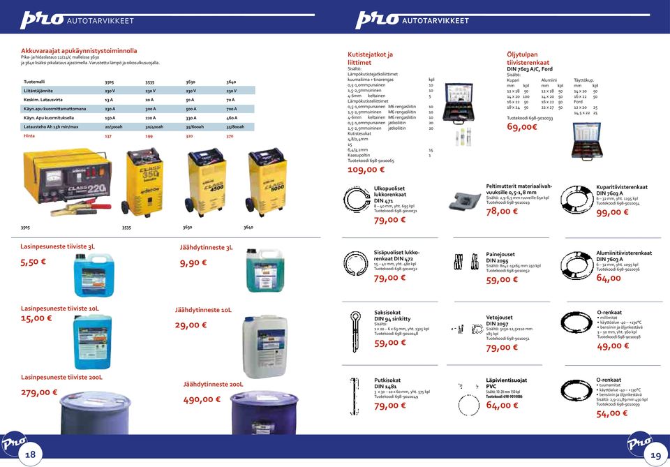 Apu kuormituksella 150 a 220 a 330 a 460 A Latausteho Ah 15h min/max 20/300ah 30/400ah 35/600ah 35/800ah Hinta 137 199 320 370 Kutistejatkot ja liittimet Sisältö: Lämpökutistejatkoliittimet