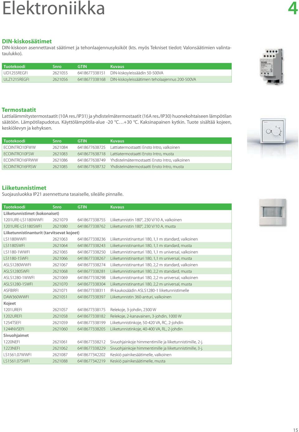 /ip31) ja yhdistelmätermostaatit (16A res./ip30) huonekohtaiseen lämpötilan säätöön. Lämpötilapudotus. Käyttölämpötila-alue -20 C +30 C. Kaksinapainen kytkin.