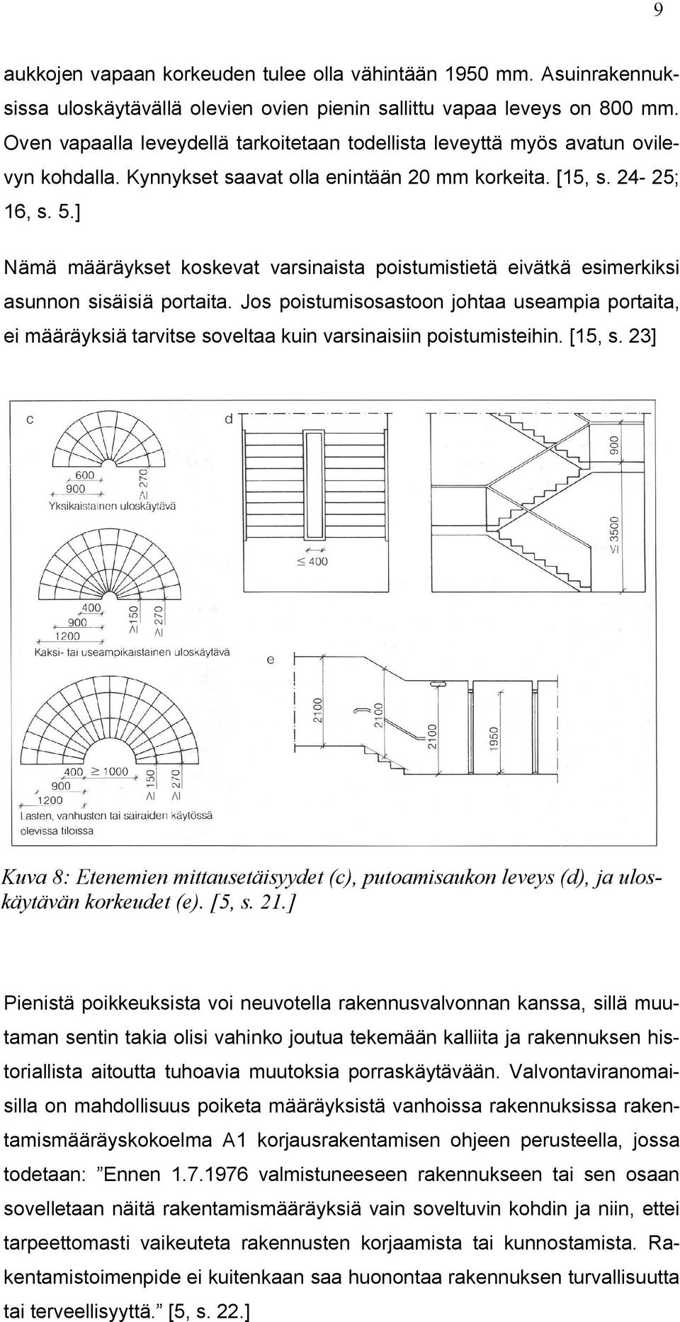 ] Nämä määräykset koskevat varsinaista poistumistietä eivätkä esimerkiksi asunnon sisäisiä portaita.