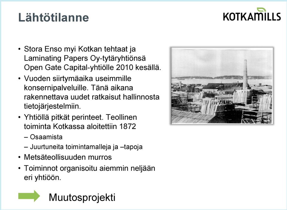 Tänä aikana rakennettava uudet ratkaisut hallinnosta tietojärjestelmiin. Yhtiöllä pitkät perinteet.