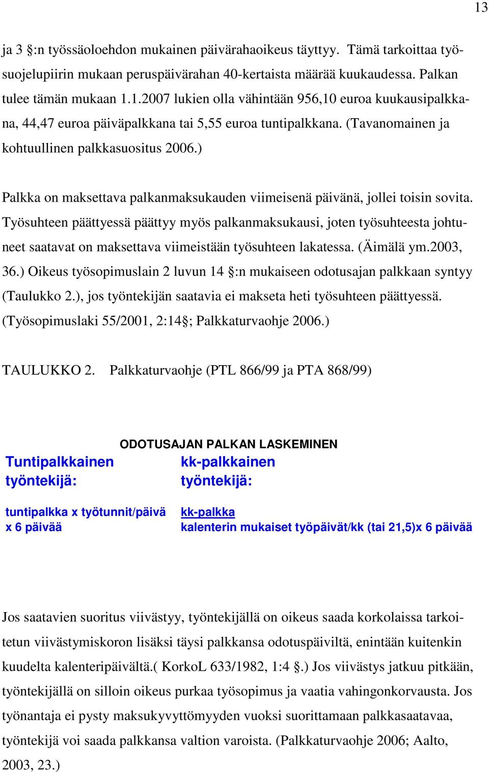 Työsuhteen päättyessä päättyy myös palkanmaksukausi, joten työsuhteesta johtuneet saatavat on maksettava viimeistään työsuhteen lakatessa. (Äimälä ym.2003, 36.