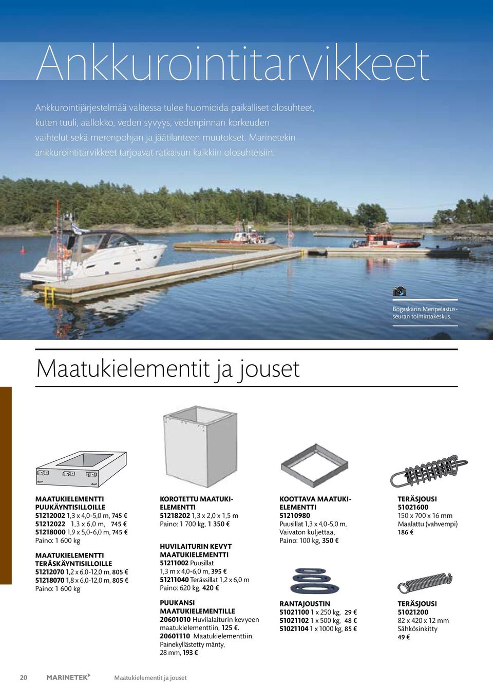 Maatukielementit ja jouset MAATUKIELEMENTTI PUUKÄYNTISILLOILLE 51212002 1,3 x 4,0-5,0 m, 745 51212022 1,3 x 6,0 m, 745 51218000 1,9 x 5,0-6,0 m, 745 Paino: 1 600 kg MAATUKIELEMENTTI