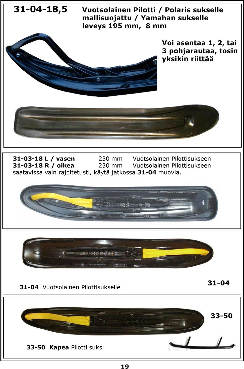 Pilottisukseen 31-03-18 R / oikea 230 mm Vuotsolainen Pilottisukseen saatavissa vain rajoitetusti,