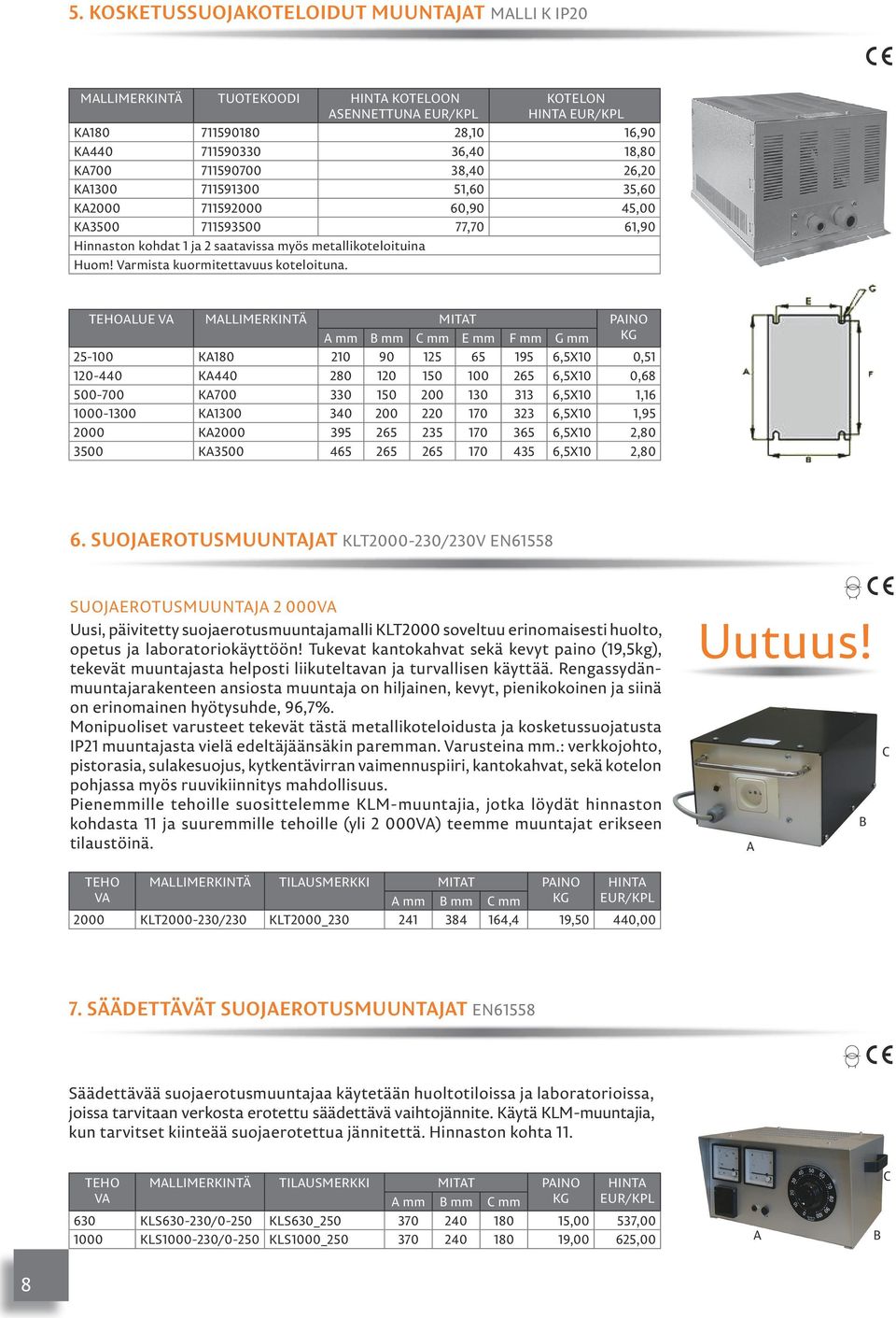 TEHOLUE V MLLIMERKINTÄ MITT PINO E F G KG 25-100 K180 210 90 125 65 195 6,5X10 0,51 120-440 K440 280 120 150 100 265 6,5X10 0,68 500-700 K700 330 150 200 130 313 6,5X10 1,16 1000-1300 K1300 340 200