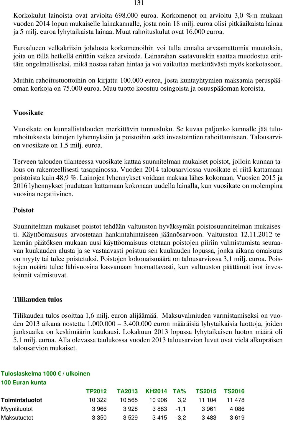 Euroalueen velkakriisin johdosta korkomenoihin voi tulla ennalta arvaamattomia muutoksia, joita on tällä hetkellä erittäin vaikea arvioida.