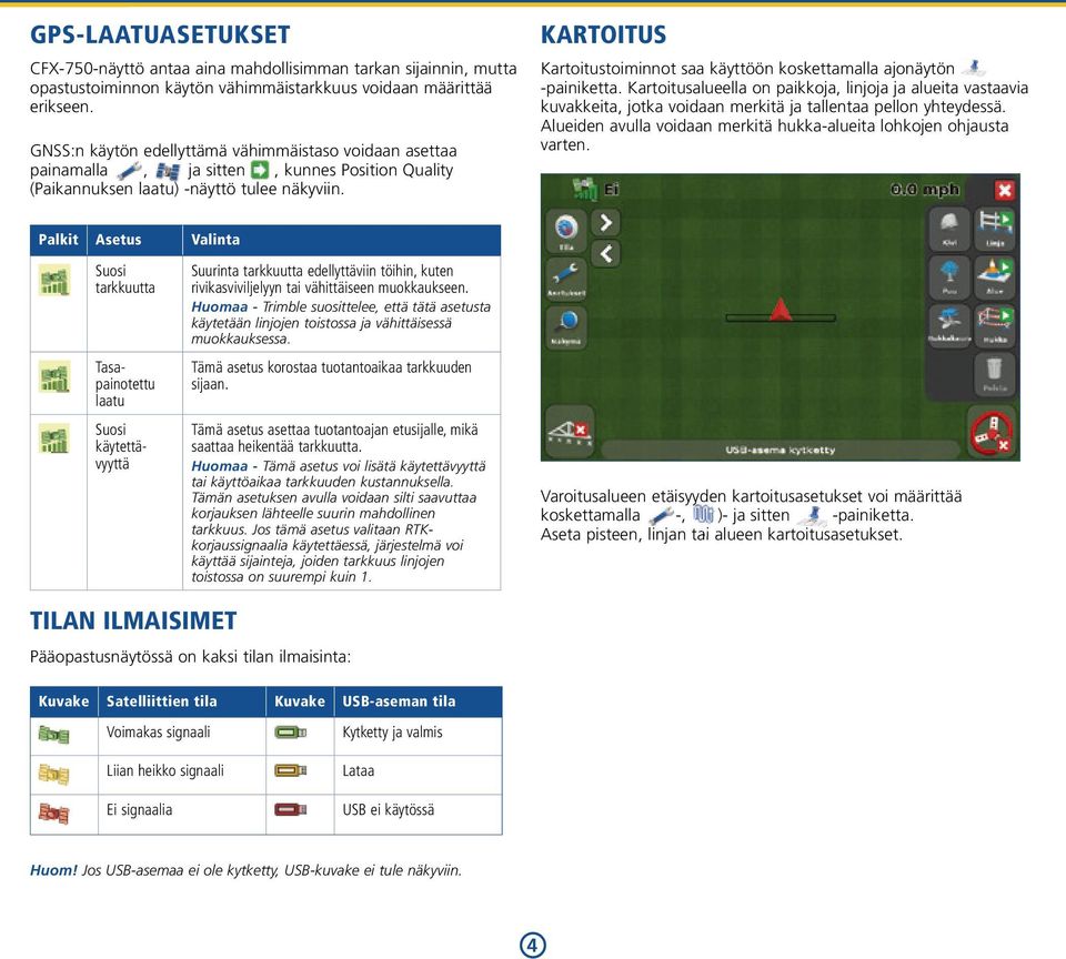 kartoitus Kartoitustoiminnot saa käyttöön koskettamalla ajonäytön -painiketta.